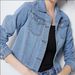 Blue short denim jacket student jacket denim shirt spring and autumn solid color long sleeve women's tops_voghion.com