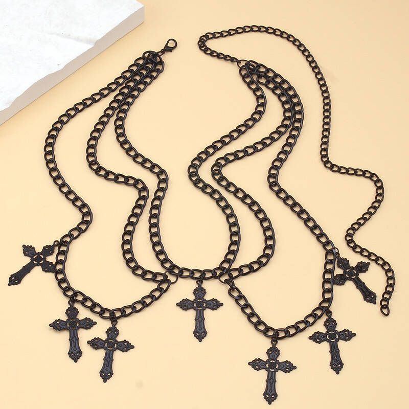 Jewelry Punk Hip-hop Style Simple Multi-layer Body Temperament Cross Pendant Waist Chain_voghion.com