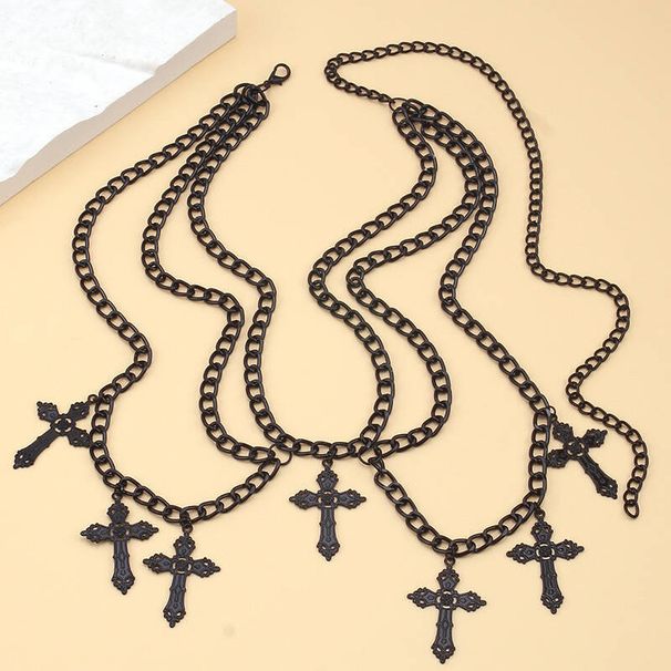 Jewelry Punk Hip-hop Style Simple Multi-layer Body Temperament Cross Pendant Waist Chain_voghion.com