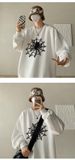 Loose Men's Spider Web Print Jumper (shoulder Pleated Design) Long Sleeve Casual Patterned Sweatshirt Boyfriend Style Gift_voghion.com