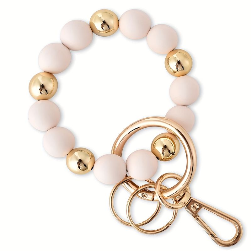 Wristband Keychain Silicone Bead Keyring Bracelet Women's Elastic Bracelet Keychain Bracket_voghion.com