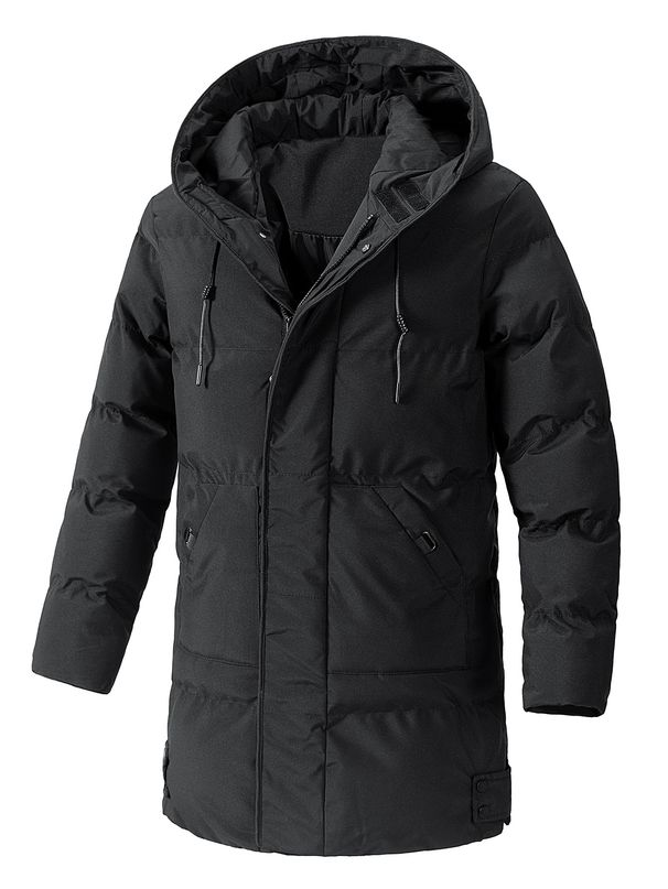 Men's Longline Hooded Puffer Jacket – Winter-Ready Polyester Fill Coat (XL-7XL, Windproof, High-Temperature Shaped, Multiple Pockets)_voghion.com