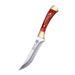 Authentic Mongolian Style Curved Meat Knife - Handcrafted Stainless Steel Blade With PU Leather Sheath (Red/Green/Blue Handle)_voghion.com