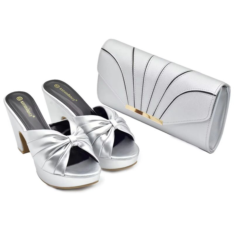 Ensemble de sandales à talons hauts et de sac de couleur épissée pour banquet_voghion.com