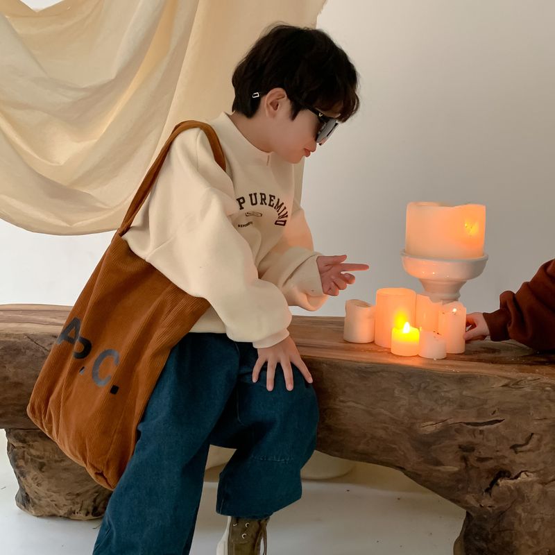 Felpa con cappuccio invernale per ragazzi e ragazze con lettera faccina integrata in cashmere per bambini, girocollo, casual, con cappuccio ispessito_voghion.com