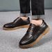 2024 Spring Business Casual British Style Lace-up Middle-aged Dad Sole Soft Leather Brogue Men's Shoes_voghion.com
