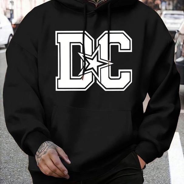 Moletom casual masculino com capuz para inverno - Caimento regular, lavável à máquina, pulôver moderno e moderno, tecido de malha confortável_voghion.com