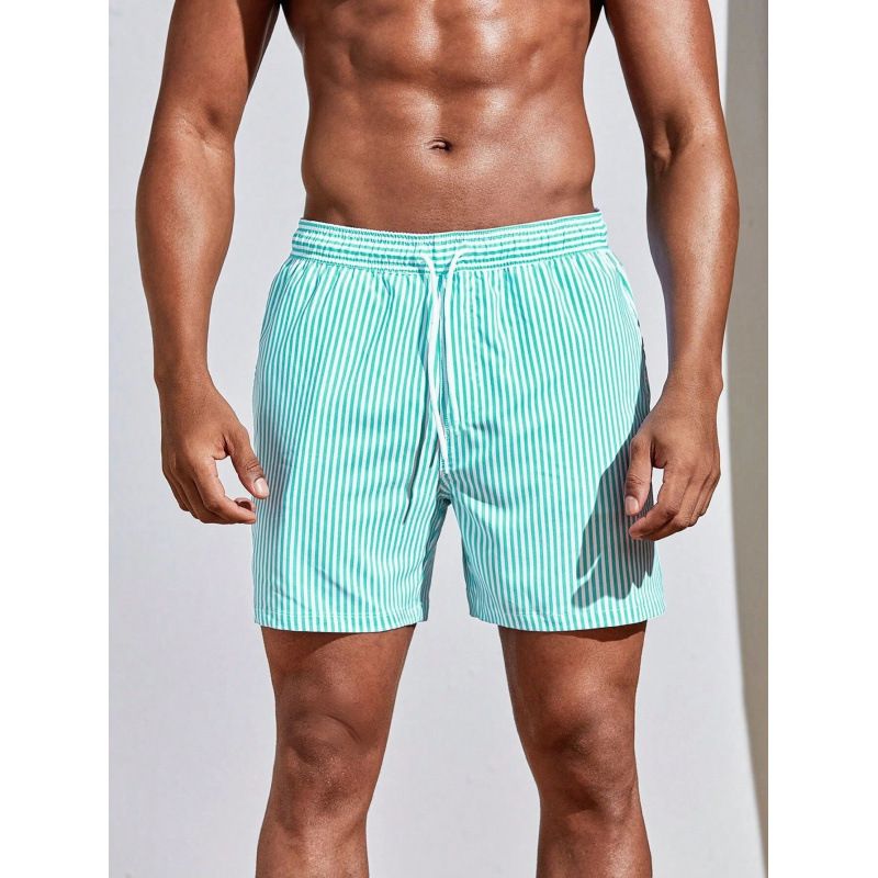 Pantaloncini casual a righe da uomo con stampa digitale 3D di qualità imbattibile_voghion.com