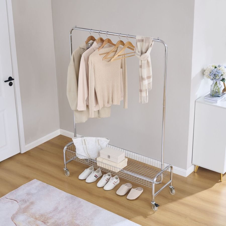 Rack Hanging For Rack Carton Basket Wheels Garment Garment On In 2 Rack Duty Rolling Clothes Heavy With Clothes Pcs One_voghion.com