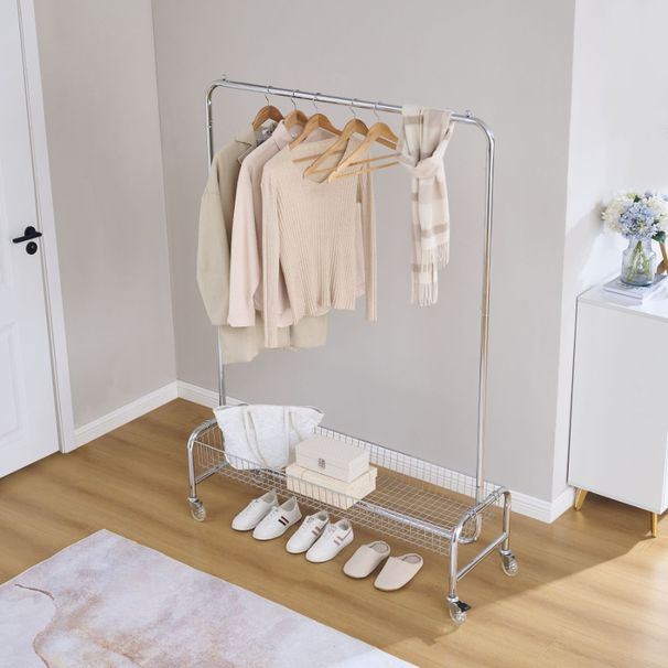 Rack Hanging For Rack Carton Basket Wheels Garment Garment On In 2 Rack Duty Rolling Clothes Heavy With Clothes Pcs One_voghion.com