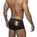 UXH - Boxer da bagno da uomo con stampa tascabile, semplici pantaloncini da spiaggia con etichetta piccola e arcobaleno, alla moda_voghion.com