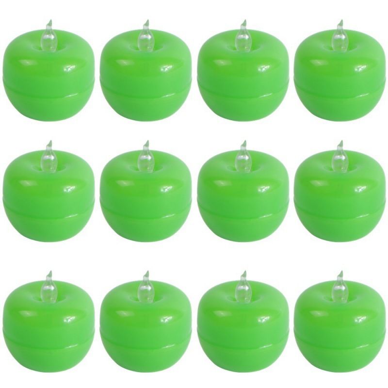 Flameless LED Candle Light - Realistic Pear & Apple Shape, Battery Operated, Halloween Christmas Party Decor, Home Table Centerpiece_voghion.com