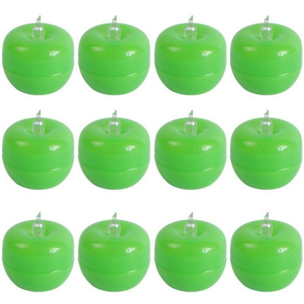 Flameless LED Candle Light - Realistic Pear & Apple Shape, Battery Operated, Halloween Christmas Party Decor, Home Table Centerpiece_voghion.com