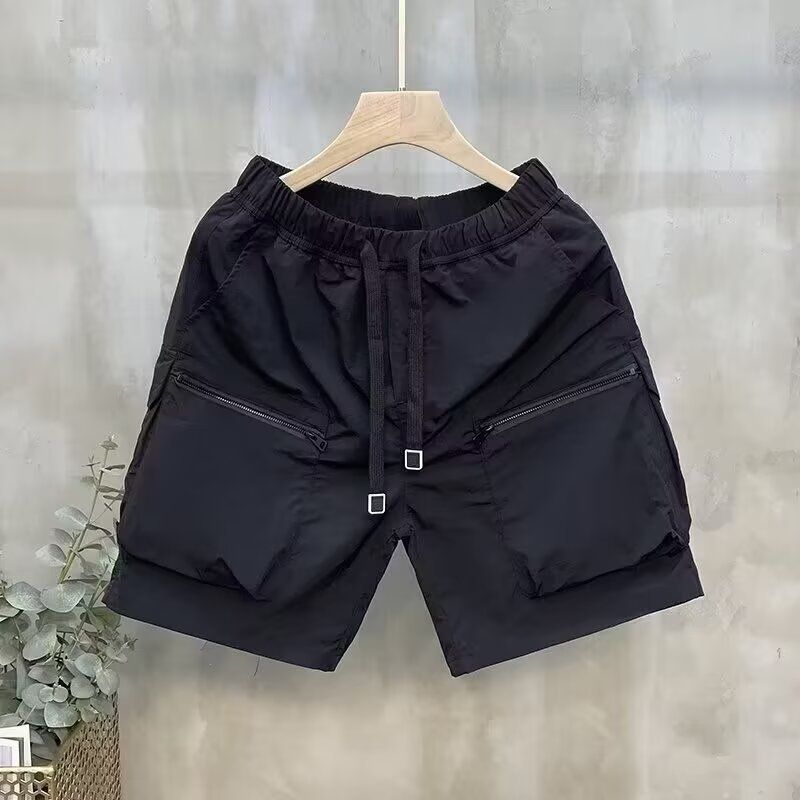 Pantaloncini da uomo, salopette da uomo, pantaloncini estivi traspiranti ad asciugatura rapida con cerniera, pantaloni dritti larghi_voghion.com