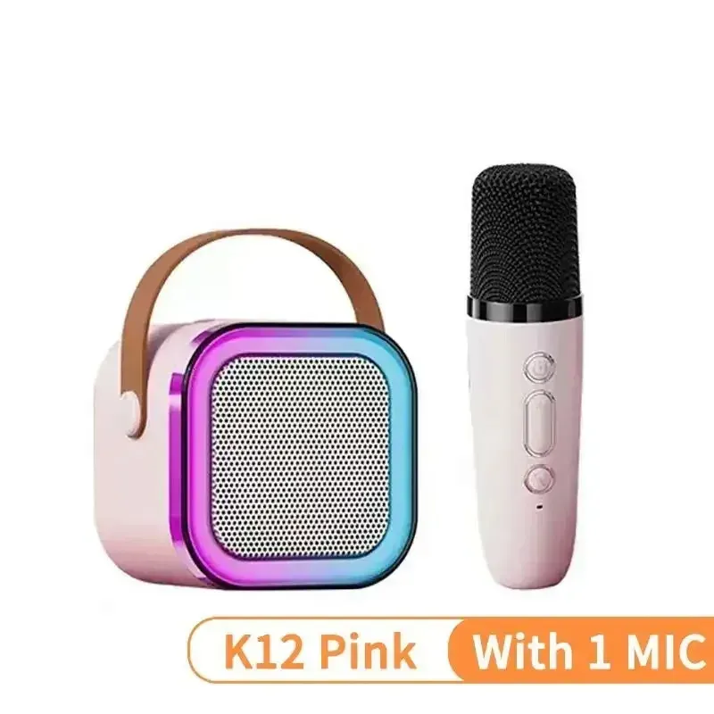 K12 Karaoke Hine mit 1-2 drahtlosen Mikrofonen Tragbares 5.3 PA Bluetooth-Lautsprechersystem RGB-Lichter Audio Home KTV Geschenke_voghion.com