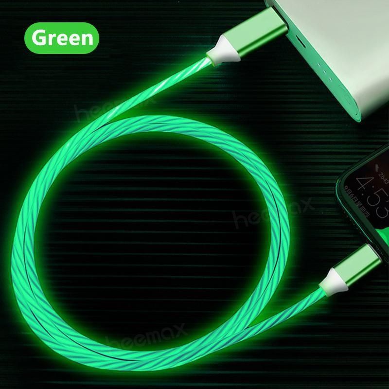  Câble de charge rapide de câble de lumière rougeoyante de 6 couleurs pour téléphone portable pour iPhone / téléphone Android Type C_voghion.com