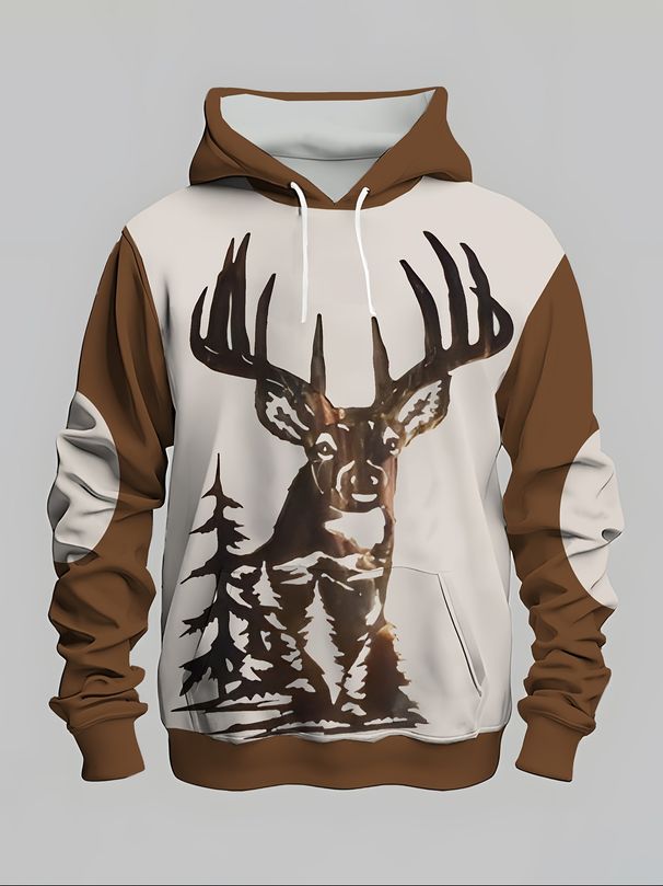 Męska bluza z kapturem 3D z nadrukiem, ściągaczem i kieszenią_voghion.com