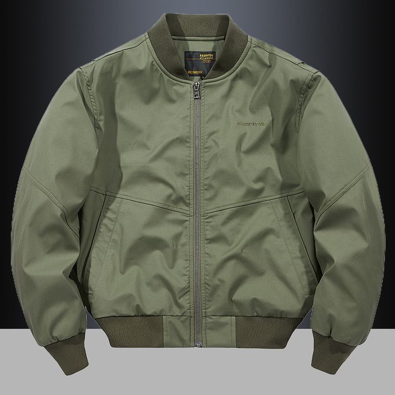 ​Herren MA-1 Bomberjacke Vintage Casual Baseball Kragen Slim Fit Workwear Mantel in Armeegrün & Schwarz​_voghion.com
