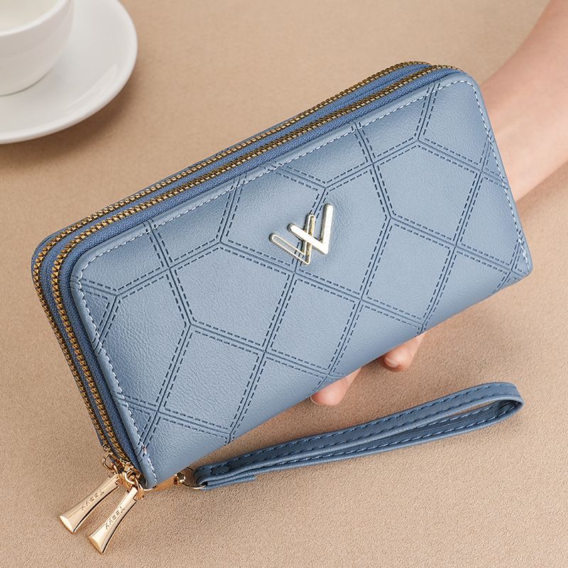 Portemonnee Portemonnee Clutch Tas Dames Portemonnee Lange Portemonnee Meisjes Diamanten Ruit Dubbele Rits Stijlvolle Hand Portemonnee Geldclip_voghion.com