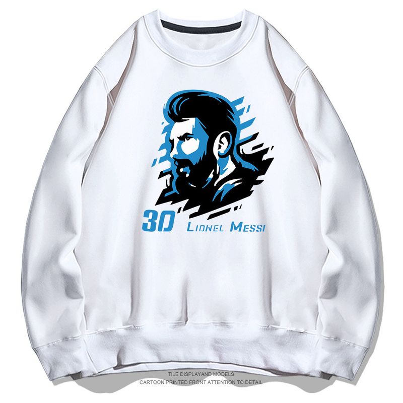 Messi Rundhals-Kapuzenpullover für Herren im Frühling und Herbst, lockere Schulterjacke für Jugendfußballsport_voghion.com