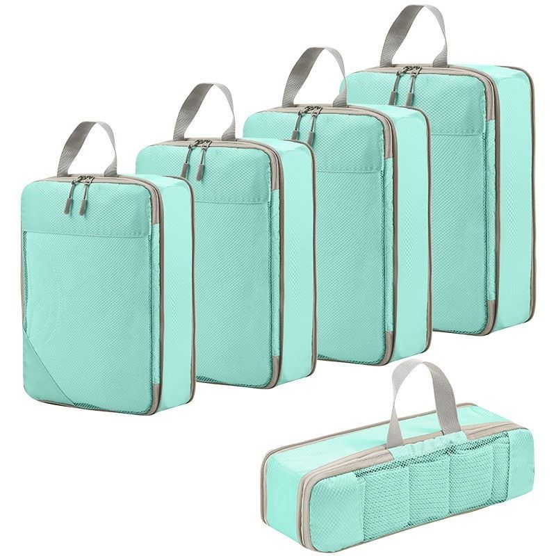 Bagage de voyage, sac de rangement à compression de voyage, ensemble de cinq pièces en maille visible_voghion.com