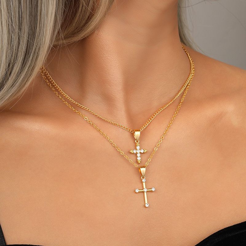 Colgante de cruz de acero inoxidable con forma de masa frita, estilo moderno, con personalidad y temperamento exquisito._voghion.com