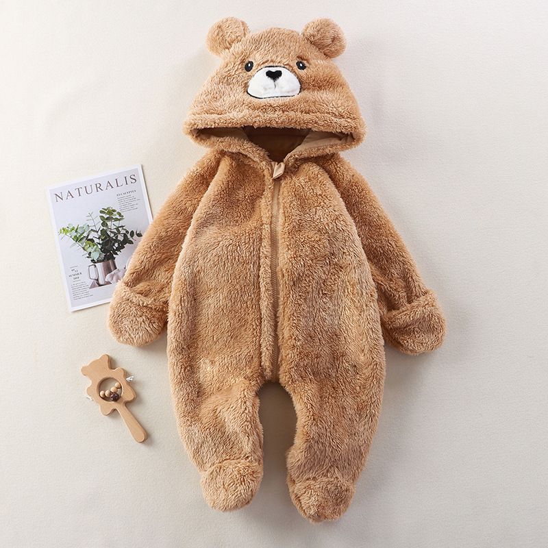 Mother & Kids Adorable Animal-Themed Baby Fleece Jumpsuit – Panda, Bunny & Bear Designs – Cozy Winter & Fall Outfit For Newborns (0-12 Months)​_voghion.com
