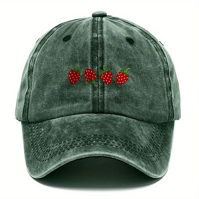 Baseballkappe Mit Erdbeermuster Und Verstellbarem Sonnenschirm, Modische Entenschnabelkappe Für Männer Und Frauen, Weiches Top-Design_voghion.com