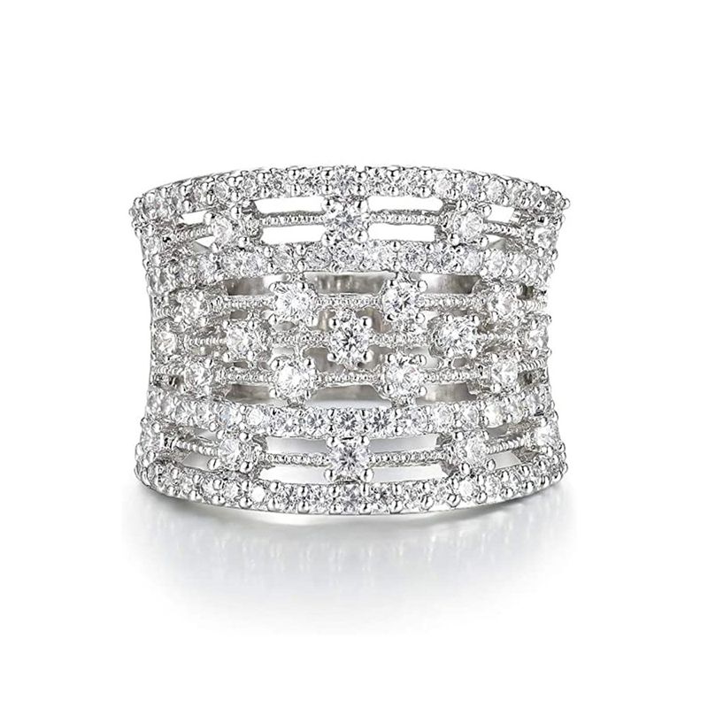 Cao Shi's New Copper Engraving Zircon Filled Hollow Ring for Men and Women_voghion.com