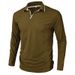 Men's t-shirt v-neck solid color polo shirt long-sleeved top_voghion.com