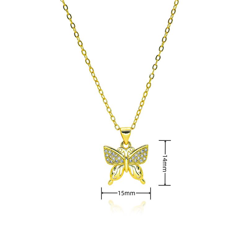Set di orecchini e collana con zirconi a farfalla, personalizzati, leggeri e di lusso, a forma di O, con catena a farfalla._voghion.com