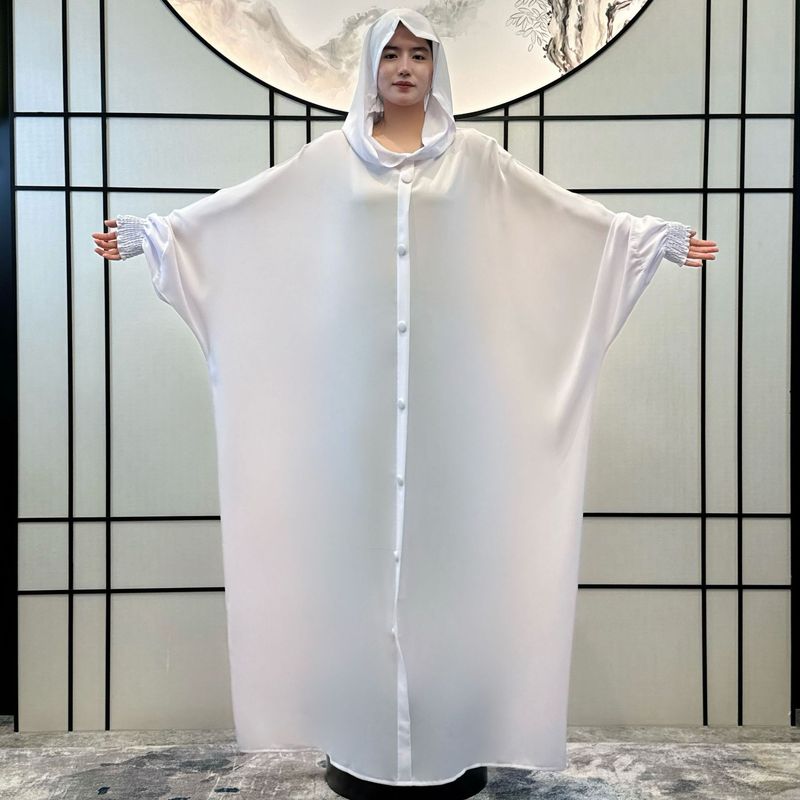 Vêtements pour femmes, cape, robe musulmane pour femmes, robe à boucle, style robe musulmane de couleur unie, robe du Moyen-Orient_voghion.com