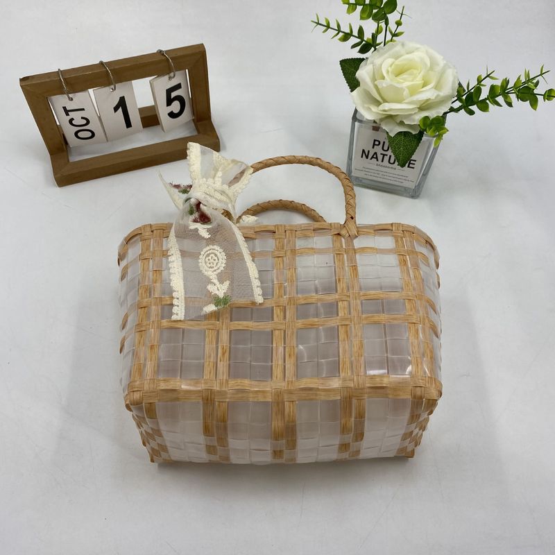 Neu Handheld Jelly PVC Geschenk Favor Woven Hochzeit Tasche Engagement Korb_voghion.com