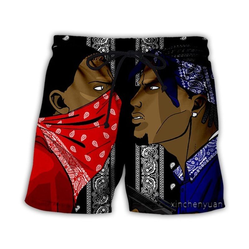 Roupas para adolescentes Impressão digital 3D Casual Solto Shorts Masculinos Calças de Praia Boxer Briefs_voghion.com