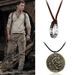 Colar de filme Uncharted 4, colar de cosplay de Nathan Drake, anel de couro, pingente vintage antigo, acessório de joia_voghion.com
