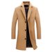Men’s Slim-Fit Wool-Blend Trench Coat, Long-Length Casual Overcoat With Multi-Pocket Design, Lightweight Polyester-Cotton Blend,_voghion.com