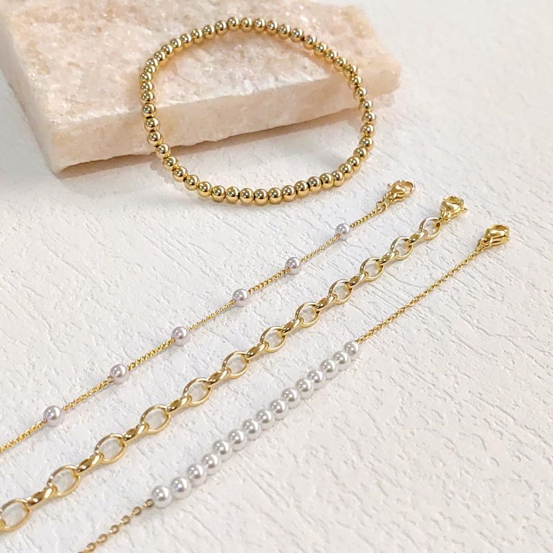 Brass Real Gold Plating Hot Selling Luxurious Natural Pearl Chain High-end Women's Bracelet Set_voghion.com