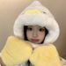 Set da tre pezzi di anatra gialla, simpatico peluche, autunno e inverno, cartone animato giapponese, caldo, paraorecchie, cappello, sciarpa e guanti da donna_voghion.com