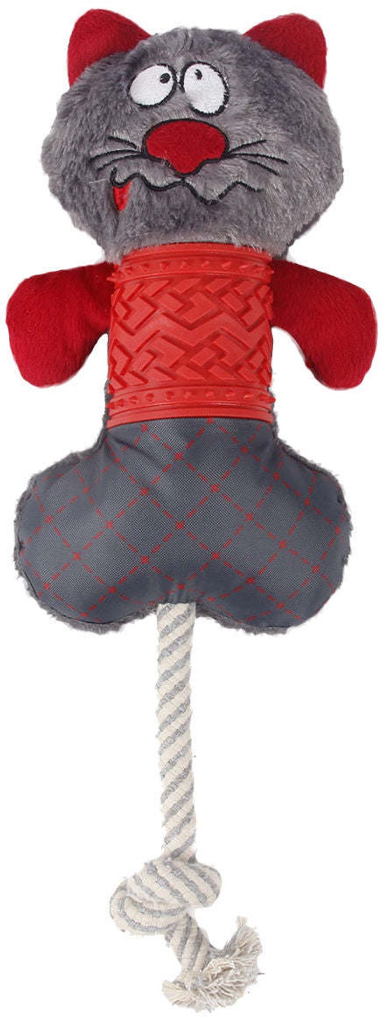 Pet Life 'All-in-Fun' Nylon and Rope Squeaking Rubber Rope and Plush Dog Toy_voghion.com