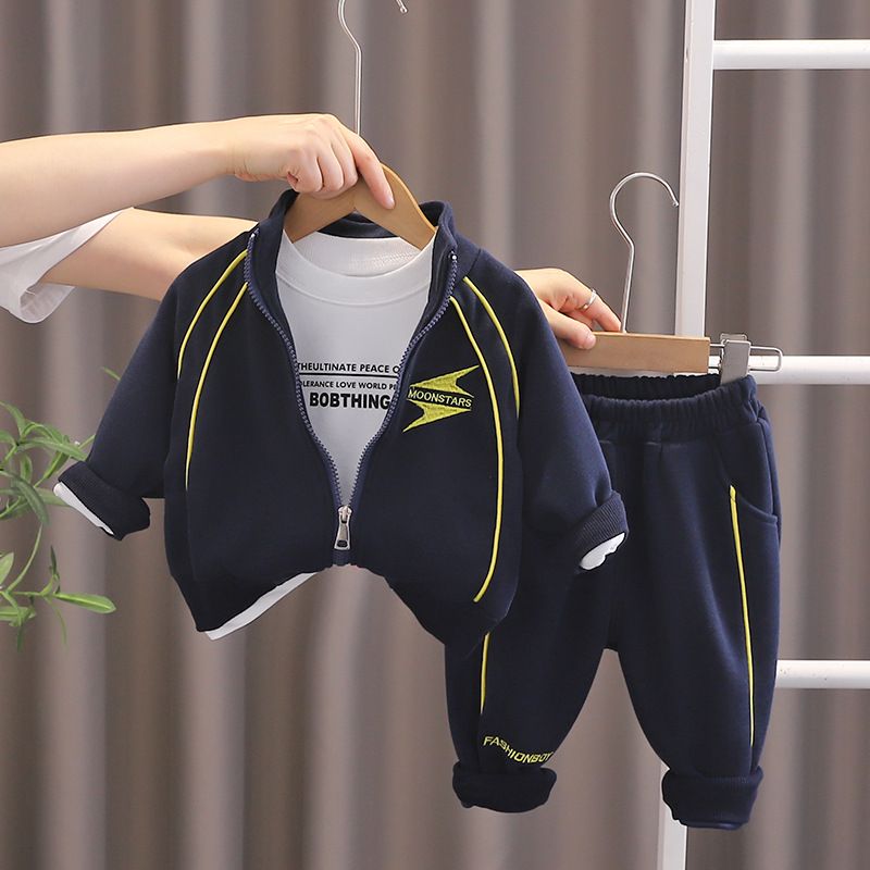 Children's Sports Suit Outfit 2025 Spring Autumn New Boys Stylish Color-Block Jacket Two-Piece Set_voghion.com