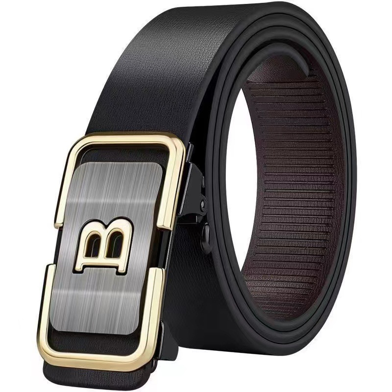 2023 New Hot Selling Pepper Belt for Men with Toothless Inner Wear Automatic Buckle Cowhide Belt for Advanced Simple Versatile Trouser Belt for Men_voghion.com