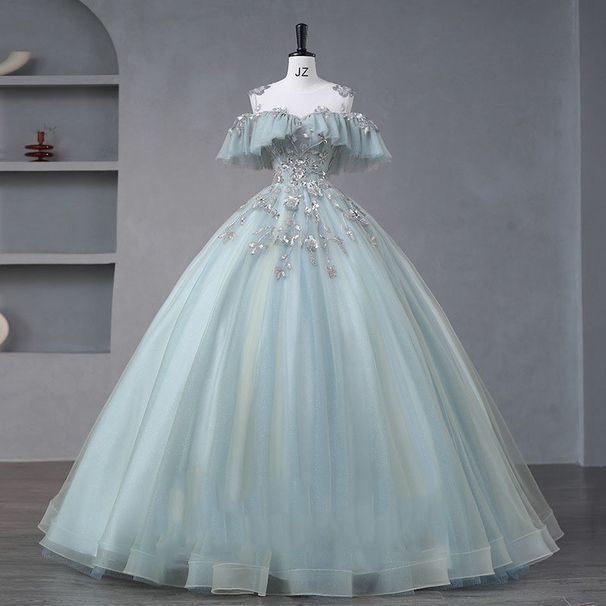 Elegant Off-Shoulder Ball Gown – A-Line Tulle Dress For Concerts, Recitals & Formal Events (XS-3XL)_voghion.com