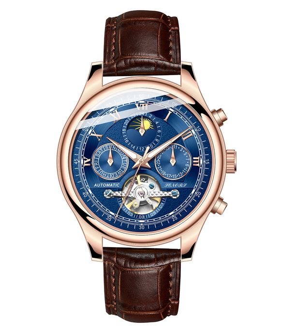 Cross Border Senas SN171 Mode Vollautomatische Mechanische Herrenuhr Sonne Mond Stern Tuofei Uhr_voghion.com