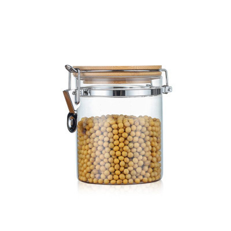 ​Bamboo Lid Glass Storage Jar - Airtight Seal With Stainless Steel Clamp (Heat-Resistant, Multi-Use For Coffee, Pickles, Dry Food)_voghion.com
