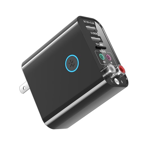 Receptor y transmisor de audio Bluetooth 5.0, adaptador estéreo inalámbrico, reproducción de disco TF/U, carga USB rápida para auriculares, TV, control por aplicación IR_voghion.com