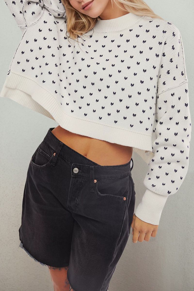 Women's Oversized Knit Sweater With Heart Pattern, Round Neck, Long Sleeve, Cozy Fall & Winter Pullover – Available In Multiple Colors & Sizes_voghion.com