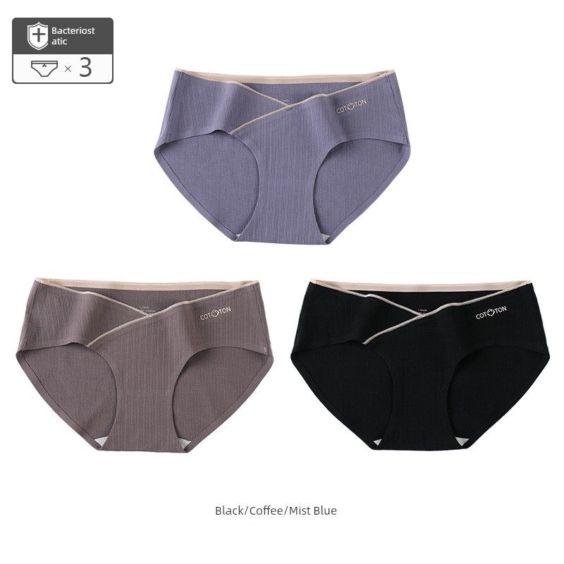 Bragas de algodón puro para embarazadas, cintura baja, embarazo temprano, medio y tardío, talla grande, 100 kg de grasa, caída sin costuras_voghion.com