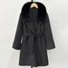 Fox Fur Hooded Coat – Reversible Cashmere Blend Oversized Trench For Petite Frames (65cm Length With Adjustable Belt For Effortless Volume Control)"_voghion.com