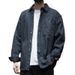 Striped Denim Long Sleeved Shirt, Men's Loose And Fashionable Versatile Shirt Jacket_voghion.com