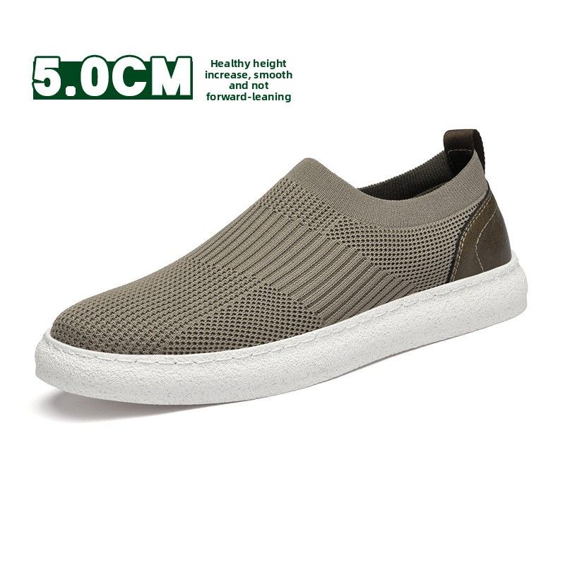 Scarpe da tavola retrò in pelle di vacchetta intrecciata Fly, comode scarpe da tavola in rete con interno invisibile e aumento dell'altezza_voghion.com